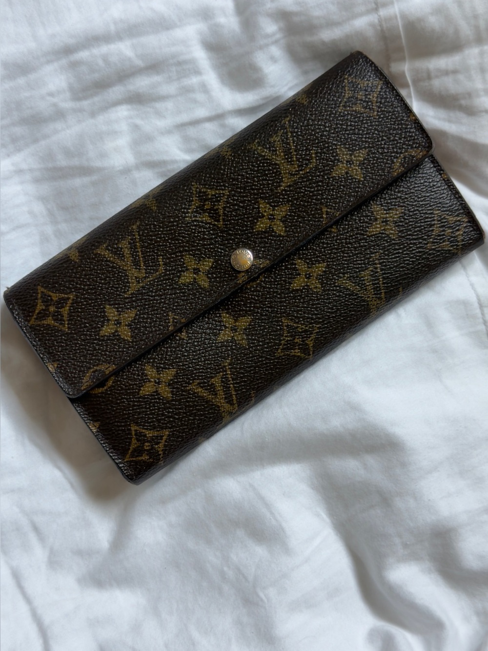 Louis Vuitton Canvas Monogram Sarah Long Card Coin Snap Wallet * Read* Authentic